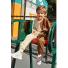 Arshiner Boys Cartoon Face Print Two Tone Crewneck Sweatshirt and Pants Set Tracksuits Outfits Size (2T – 7-8)(Apricot & Brown)
