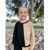 Arshiner Boys Cartoon Face Print Two Tone Crewneck Sweatshirt and Pants Set Tracksuits Outfits Size (2T – 7-8)(Black & Brown)