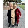 Arshiner Boys Cartoon Face Print Two Tone Crewneck Sweatshirt and Pants Set Tracksuits Outfits Size (2T – 7-8)(Black & Brown)