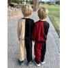 Arshiner Boys Cartoon Face Print Two Tone Crewneck Sweatshirt and Pants Set Tracksuits Outfits Size (2T – 7-8)(Black & Brown)