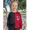 Arshiner Boys Cartoon Face Print Two Tone Crewneck Sweatshirt and Pants Set Tracksuits Outfits Size (2T – 7-8)(Black & Burgundy)