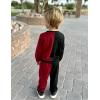 Arshiner Boys Cartoon Face Print Two Tone Crewneck Sweatshirt and Pants Set Tracksuits Outfits Size (2T – 7-8)(Black & Burgundy)