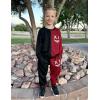 Arshiner Boys Cartoon Face Print Two Tone Crewneck Sweatshirt and Pants Set Tracksuits Outfits Size (2T – 7-8)(Black & Burgundy)