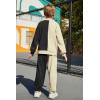 Arshiner Boys Cartoon Face Print Two Tone Crewneck Sweatshirt and Pants Set Tracksuits Outfits Size (2T – 7-8)(Cream & Black)