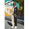 Arshiner Boys Cartoon Face Print Two Tone Crewneck Sweatshirt and Pants Set Tracksuits Outfits Size (2T – 7-8)(Cream & Black)