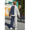 Arshiner Boys Cartoon Face Print Two Tone Crewneck Sweatshirt and Pants Set Tracksuits Outfits Size (2T – 7-8)(Grey & Navy Blue)