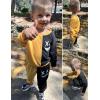 Arshiner Boys Cartoon Face Print Two Tone Crewneck Sweatshirt and Pants Set Tracksuits Outfits Size (2T – 7-8)(Orange & Black)