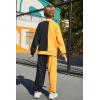 Arshiner Boys Cartoon Face Print Two Tone Crewneck Sweatshirt and Pants Set Tracksuits Outfits Size (2T – 7-8)(Orange & Black)