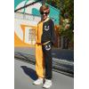 Arshiner Boys Cartoon Face Print Two Tone Crewneck Sweatshirt and Pants Set Tracksuits Outfits Size (2T – 7-8)(Orange & Black)