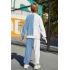 Arshiner Boys Cartoon Face Print Two Tone Crewneck Sweatshirt and Pants Set Tracksuits Outfits Size (2T – 7-8)(White & Light Blue)