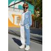 Arshiner Boys Cartoon Face Print Two Tone Crewneck Sweatshirt and Pants Set Tracksuits Outfits Size (2T – 7-8)(White & Light Blue)