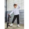 Arshiner Boys Casual Pants Elastic Waist Drawstring Kids Pants Youth Tapered Sweatpants Zipper Pockets Black