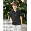 Arshiner Boys Casual Short Sleeve Button Down Shirt Fashion Textured Summer Beach Shirt 3-13 Years Old(Black)