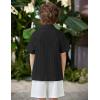 Arshiner Boys Casual Short Sleeve Button Down Shirt Fashion Textured Summer Beach Shirt 3-13 Years Old(Black)