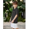 Arshiner Boys Casual Short Sleeve Button Down Shirt Fashion Textured Summer Beach Shirt 3-13 Years Old(Black)