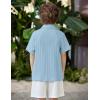 Arshiner Boys Casual Short Sleeve Button Down Shirt Fashion Textured Summer Beach Shirt 3-13 Years Old(Blue)