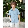 Arshiner Boys Casual Short Sleeve Button Down Shirt Fashion Textured Summer Beach Shirt 3-13 Years Old(Blue)