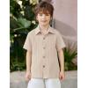 Arshiner Boys Casual Short Sleeve Button Down Shirt Fashion Textured Summer Beach Shirt 3-13 Years Old(Champagne)