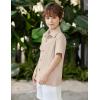Arshiner Boys Casual Short Sleeve Button Down Shirt Fashion Textured Summer Beach Shirt 3-13 Years Old(Champagne)