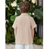 Arshiner Boys Casual Short Sleeve Button Down Shirt Fashion Textured Summer Beach Shirt 3-13 Years Old(Champagne)