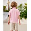 Arshiner Boys Casual Short Sleeve Button Down Shirt Fashion Textured Summer Beach Shirt 3-13 Years Old(Deep Pink)
