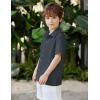 Arshiner Boys Casual Short Sleeve Button Down Shirt Fashion Textured Summer Beach Shirt 3-13 Years Old(Dusty Blue)