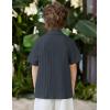 Arshiner Boys Casual Short Sleeve Button Down Shirt Fashion Textured Summer Beach Shirt 3-13 Years Old(Dusty Blue)
