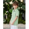 Arshiner Boys Casual Short Sleeve Button Down Shirt Fashion Textured Summer Beach Shirt 3-13 Years Old(Ice Green)