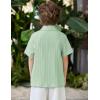 Arshiner Boys Casual Short Sleeve Button Down Shirt Fashion Textured Summer Beach Shirt 3-13 Years Old(Ice Green)