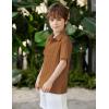 Arshiner Boys Casual Short Sleeve Button Down Shirt Fashion Textured Summer Beach Shirt 3-13 Years Old(Light Brown)