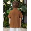 Arshiner Boys Casual Short Sleeve Button Down Shirt Fashion Textured Summer Beach Shirt 3-13 Years Old(Light Brown)