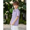 Arshiner Boys Casual Short Sleeve Button Down Shirt Fashion Textured Summer Beach Shirt 3-13 Years Old(Lilac)