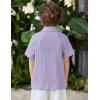 Arshiner Boys Casual Short Sleeve Button Down Shirt Fashion Textured Summer Beach Shirt 3-13 Years Old(Lilac)
