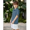 Arshiner Boys Casual Short Sleeve Button Down Shirt Fashion Textured Summer Beach Shirt 3-13 Years Old(Navy Blue)