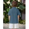 Arshiner Boys Casual Short Sleeve Button Down Shirt Fashion Textured Summer Beach Shirt 3-13 Years Old(Navy Blue)