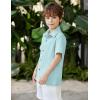 Arshiner Boys Casual Short Sleeve Button Down Shirt Fashion Textured Summer Beach Shirt 3-13 Years Old(Powder Blue)