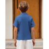 Arshiner Boys Casual Short Sleeve Button Down Shirt Fashion Textured Summer Beach Shirt 3-13 Years Old(Royal Blue)