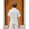 Arshiner Boys Casual Short Sleeve Button Down Shirt Fashion Textured Summer Beach Shirt 3-13 Years Old(White)