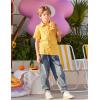Arshiner Boys Casual Short Sleeve Button Down Shirt Fashion Textured Summer Beach Shirt 3-13 Years Old(Yellow)