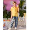Arshiner Boys Casual Short Sleeve Button Down Shirt Fashion Textured Summer Beach Shirt 3-13 Years Old(Yellow)
