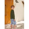 Arshiner Boys Cotton Linen Henley Shirt Button Down Shirt Long Sleeve T Shirt Beach Shirt Tee Casual Solid Tops(Army Green)
