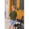 Arshiner Boys Cotton Linen Henley Shirt Button Down Shirt Long Sleeve T Shirt Beach Shirt Tee Casual Solid Tops(Army Green)