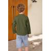 Arshiner Boys Cotton Linen Henley Shirt Button Down Shirt Long Sleeve T Shirt Beach Shirt Tee Casual Solid Tops(Army Green)