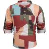Arshiner Boys Cotton Linen Henley Shirt Button Down Shirt Long Sleeve T Shirt Beach Shirt Tee Casual Solid Tops(Brown & Green – Color Block)