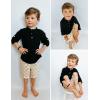 Arshiner Boys Cotton Linen Henley Shirt Button Down Shirt Long Sleeve T Shirt Beach Shirt Tee Casual Solid Tops(Midnight Black)
