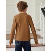 Arshiner Boys Long Sleeve Turtleneck T-Shirt Solid Color Warm Tee Tops Casual Thermal Pullover for Kids 5-12 Years(Brown)