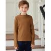 Arshiner Boys Long Sleeve Turtleneck T-Shirt Solid Color Warm Tee Tops Casual Thermal Pullover for Kids 5-12 Years(Brown)