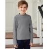 Arshiner Boys Long Sleeve Turtleneck T-Shirt Solid Color Warm Tee Tops Casual Thermal Pullover for Kids 5-12 Years(Light Grey)