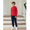 Arshiner Boys Long Sleeve Turtleneck T-Shirt Solid Color Warm Tee Tops Casual Thermal Pullover for Kids 5-12 Years(Red)