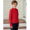 Arshiner Boys Long Sleeve Turtleneck T-Shirt Solid Color Warm Tee Tops Casual Thermal Pullover for Kids 5-12 Years(Red)